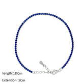 Asfour Crystal Tennis Bracelet With Blue Zircon Stones In 925 Sterling Silver-BD0097-B